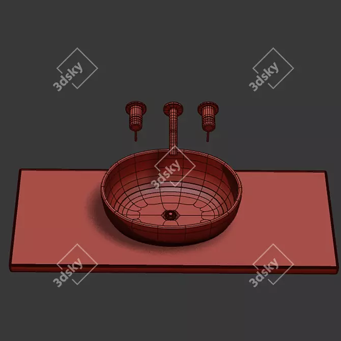Title: Life 05 - 500x700mm Wash Basin 3D model image 5