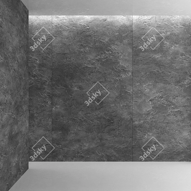 Sleek Black Slate Paneling 3D model image 3