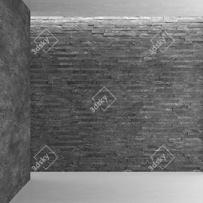 Sleek Black Slate Paneling 3D model image 4