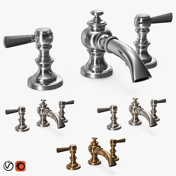 Luxurious Lugarno Bathroom Faucet 3D model image 1