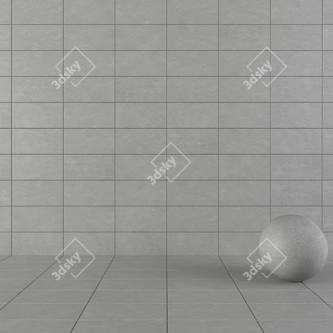 Basalt Fume Concrete Wall Tiles Set 3D model image 3