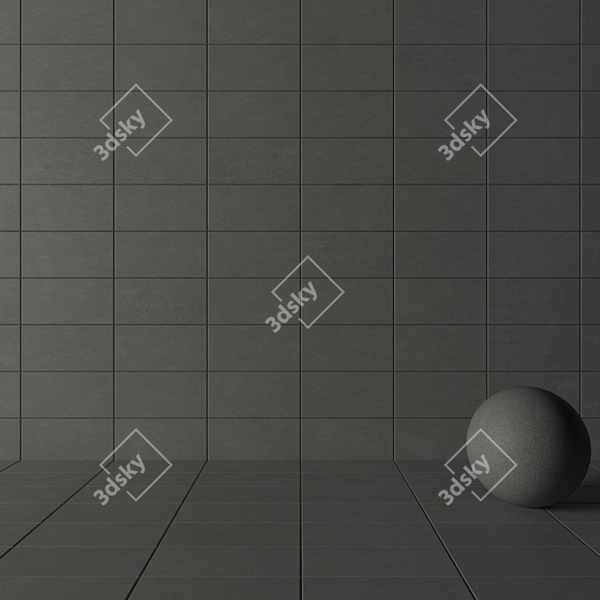 Basalt Fume Concrete Wall Tiles Set 3D model image 5