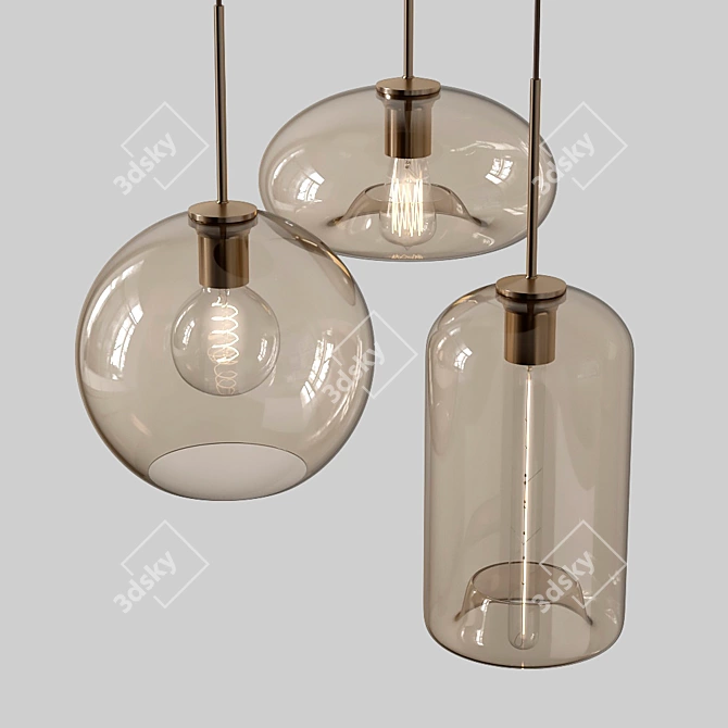 Elegant Amber 3-Plaf Isidore Lamp 3D model image 2