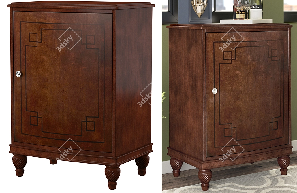 Elegant Bar Cabinet with Wine Storage 3D model image 1