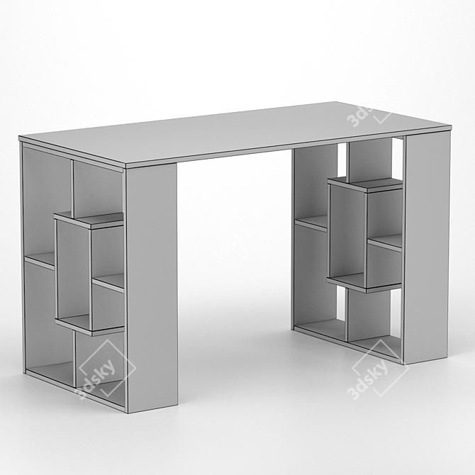 Minimalist Writing Desk with Functional Shelving 3D model image 4