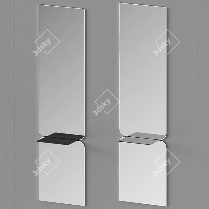 Elegant Feminine Hall Mirror with Shelf 3D model image 1