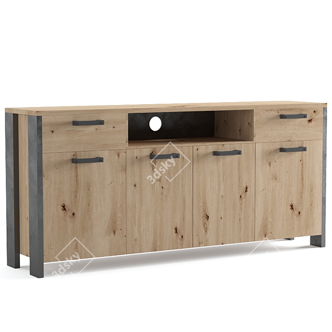 Rience TV Stand | Oak & Dark Grey 3D model image 2