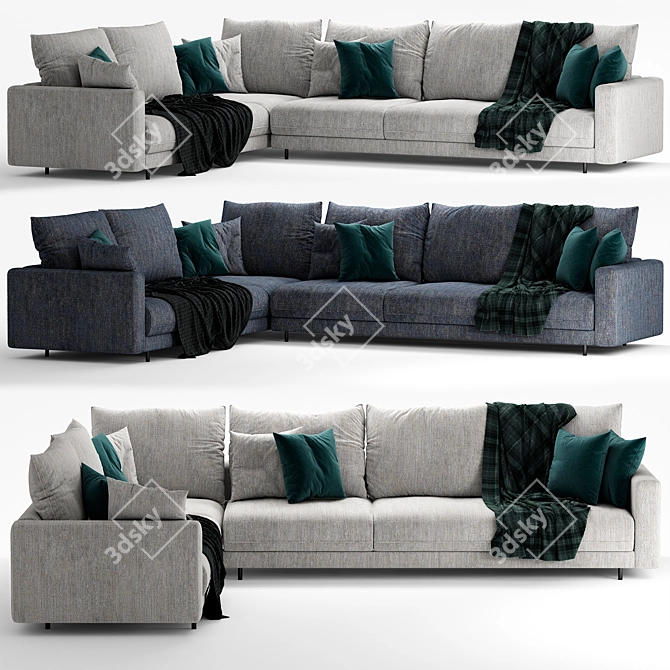 Elegant Enki Corner Sofa: Ligne Roset 3D model image 1
