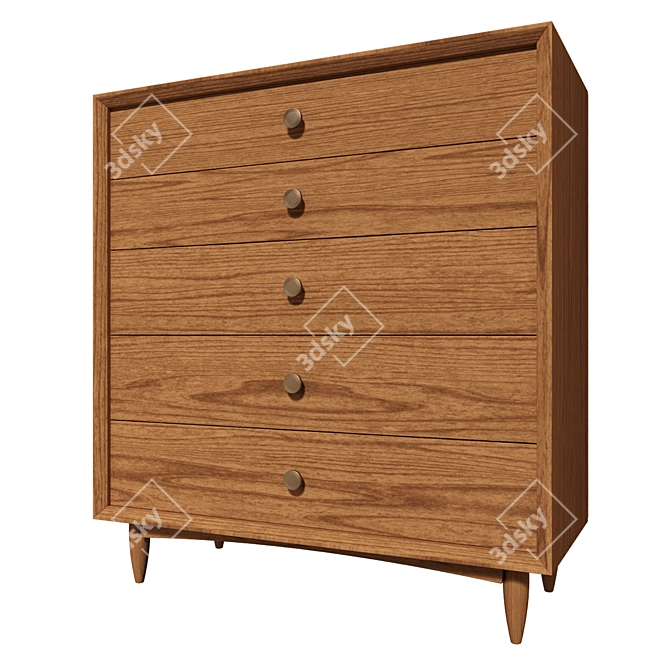 5-Drawer Chest: 90x40x100cm 3D model image 1