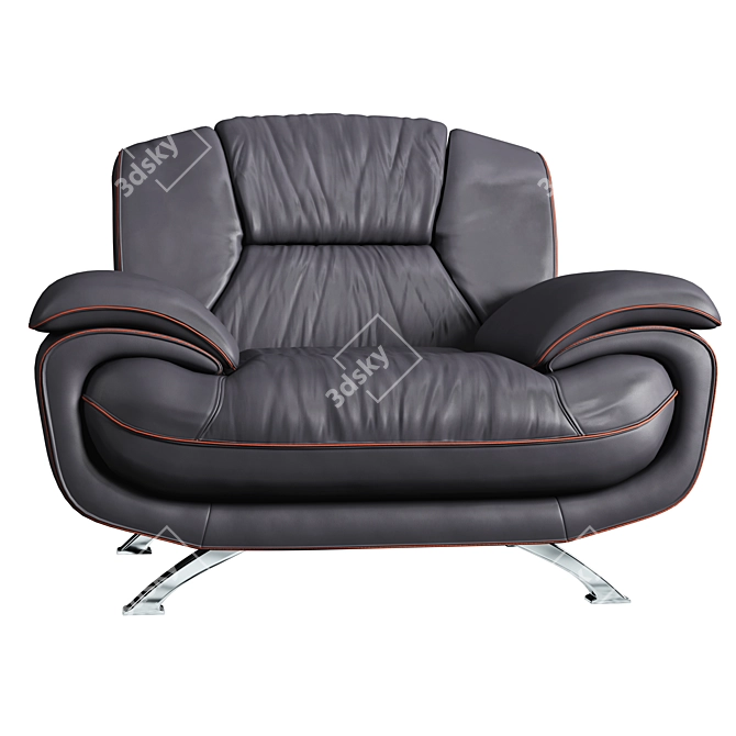 Modern Almond Leather Armchair 3D model image 4