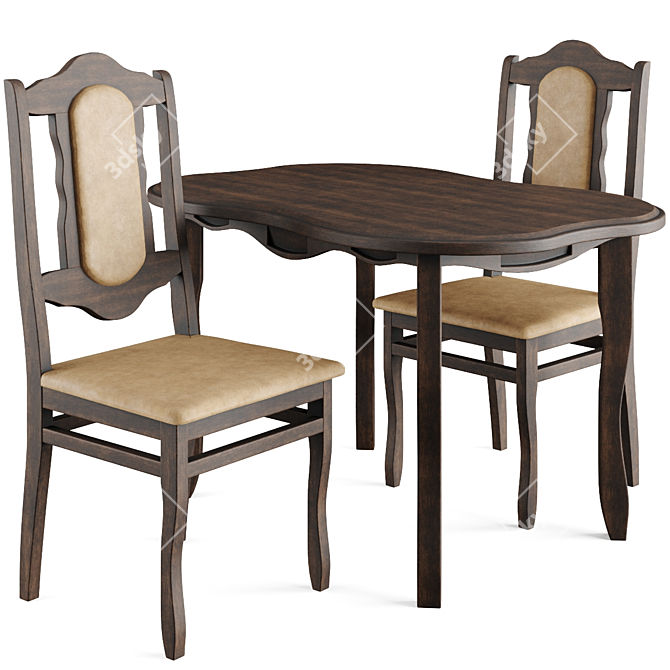 Compact Chair & Table Set 3D model image 1