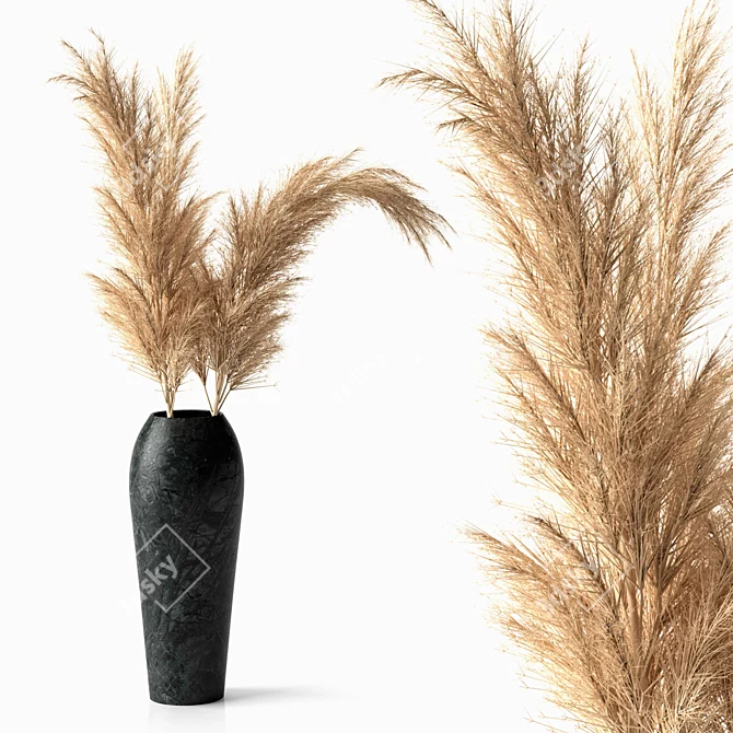 Elegant Pampas Feather Bundle 3D model image 1