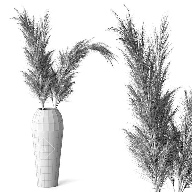 Elegant Pampas Feather Bundle 3D model image 2