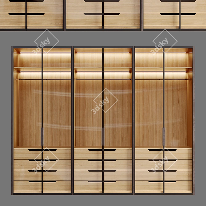 Modular Wardrobe with Lighting | H-2800 x L-3450 3D model image 1