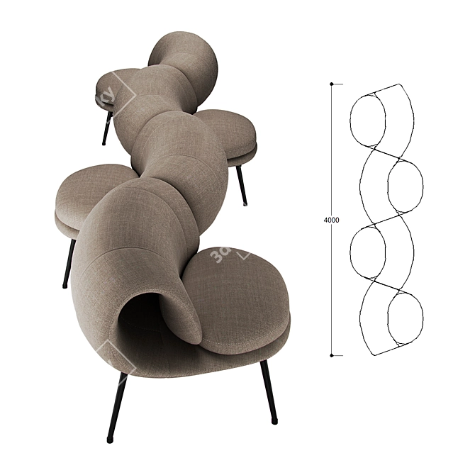 Sleek & Versatile Maki Easy Chair 3D model image 3