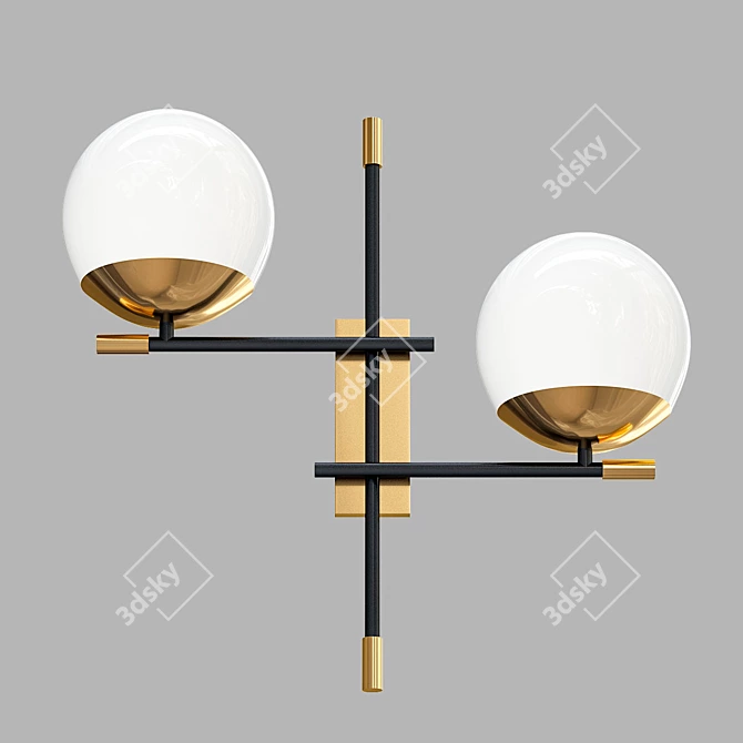 Elegant Gold & White Wall Sconce 3D model image 1