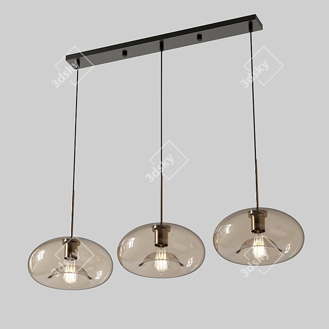 Vilmo Trio G: Designer Amber 3-Light Chandelier 3D model image 2
