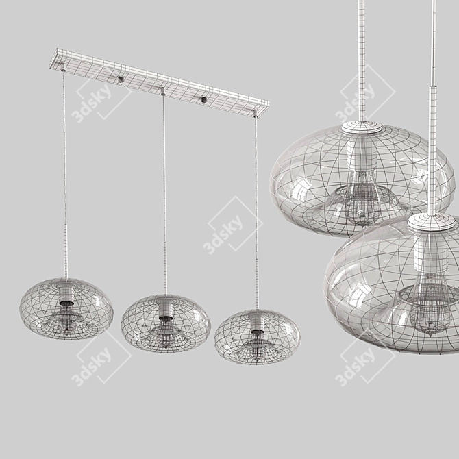 Vilmo Trio G: Designer Amber 3-Light Chandelier 3D model image 5