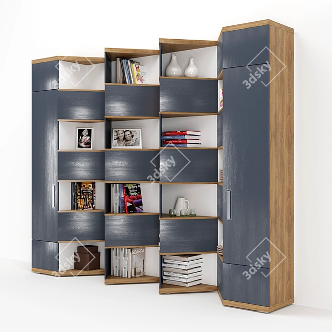 Custom Corner Bookcase | 3400x500x2695mm 3D model image 2