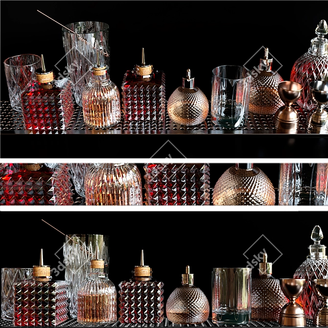 Premium Alcohol Bar Counter: Crystal Whiskey Rum Vodka Cocktail 3D model image 1