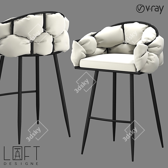 Eco Leather Metal Bar Stool 3D model image 1