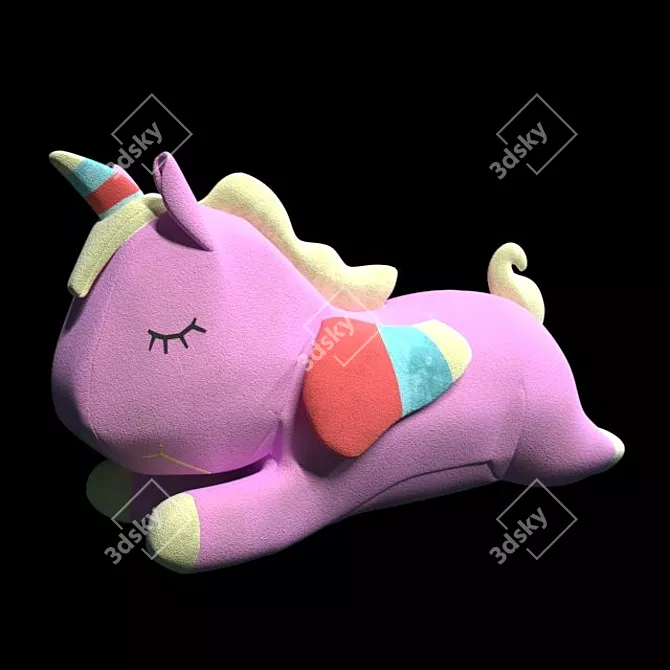 Pink Unicorn Plush Toy Bed 3D model image 4