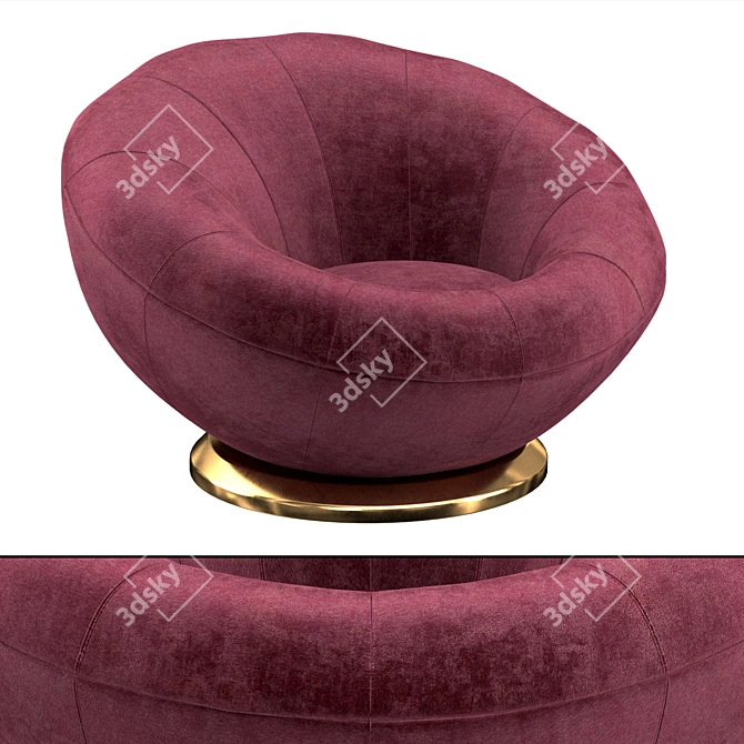 Plush Velvet Modern Armchair 3D model image 1
