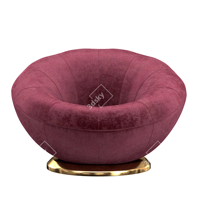 Plush Velvet Modern Armchair 3D model image 2