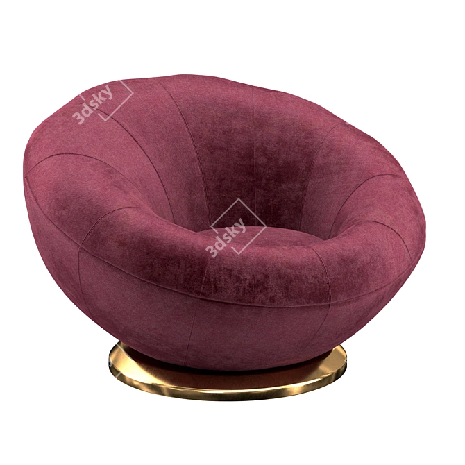 Plush Velvet Modern Armchair 3D model image 4