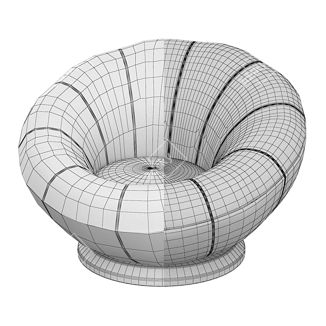 Plush Velvet Modern Armchair 3D model image 5