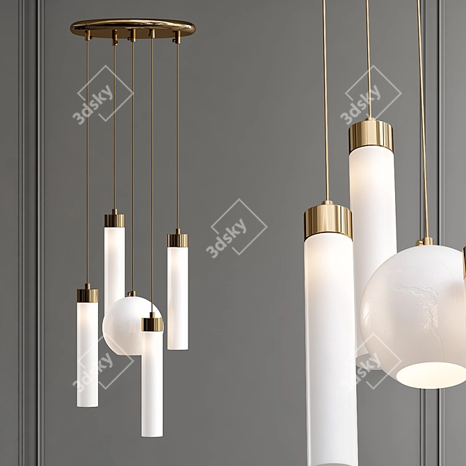 Minimalist Tube Pendant Light 3D model image 1