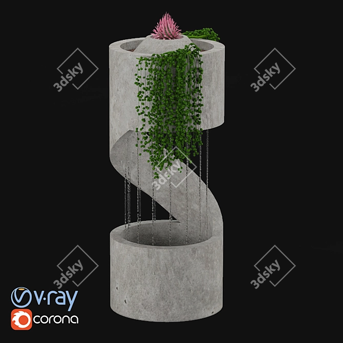 Spline Geometry Interior Fountain 3D model image 1