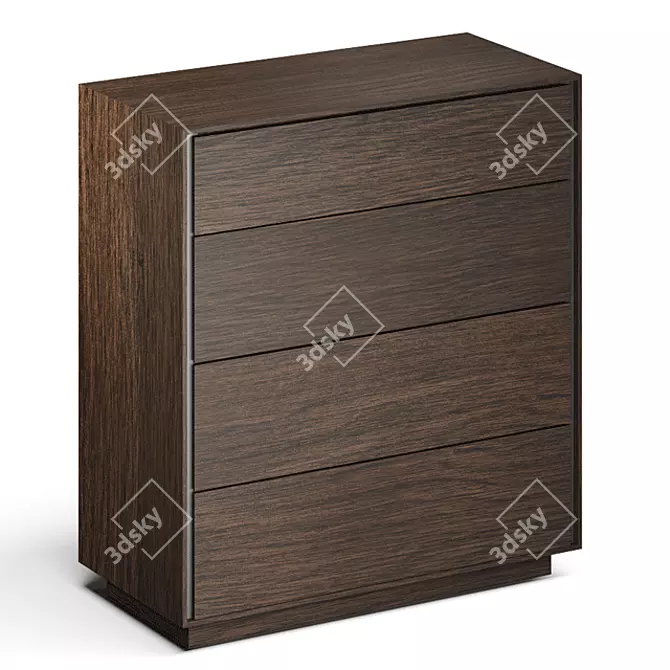 Elegant Walnut & Steel Chest 3D model image 1