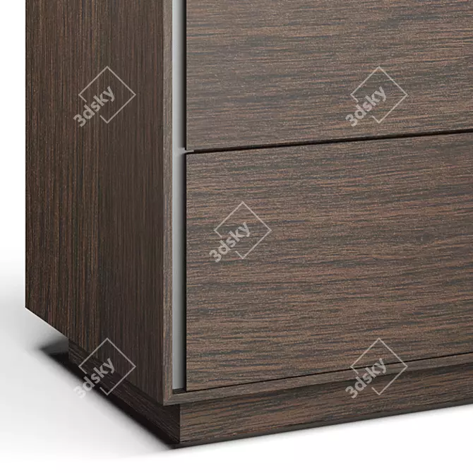 Elegant Walnut & Steel Chest 3D model image 2