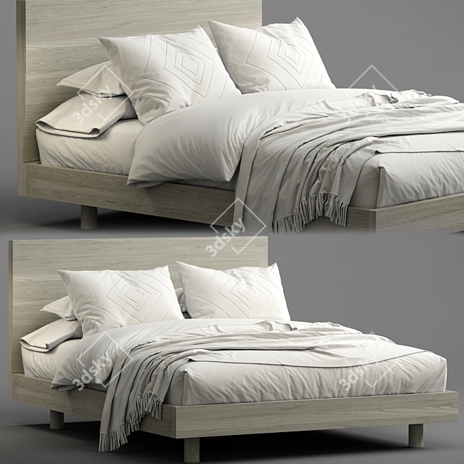 Sleek and Modern Cayman Platform Bed 3D model image 1