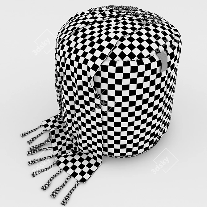 Plaid Puff: Stylish Round Fabric Accessory 3D model image 4