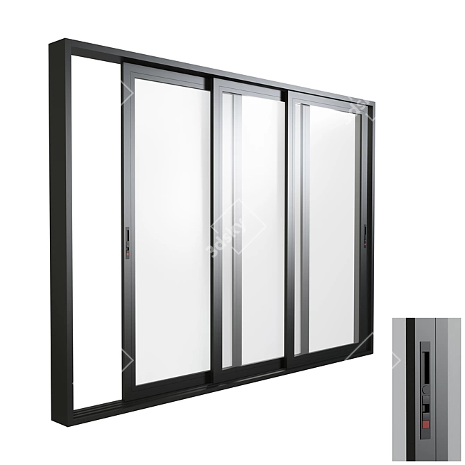 Aluminum Sliding Triple Door & Window - Modern and Spacious 3D model image 1