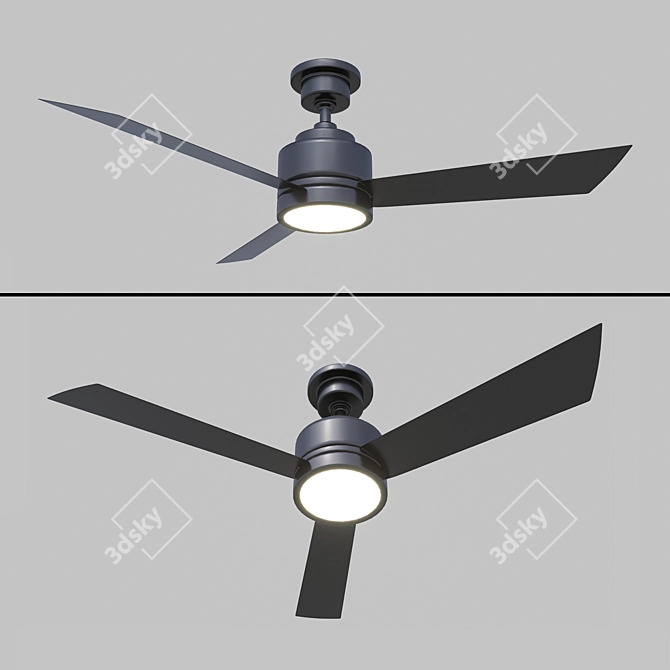 Sleek Black Ceiling Fan 3D model image 4