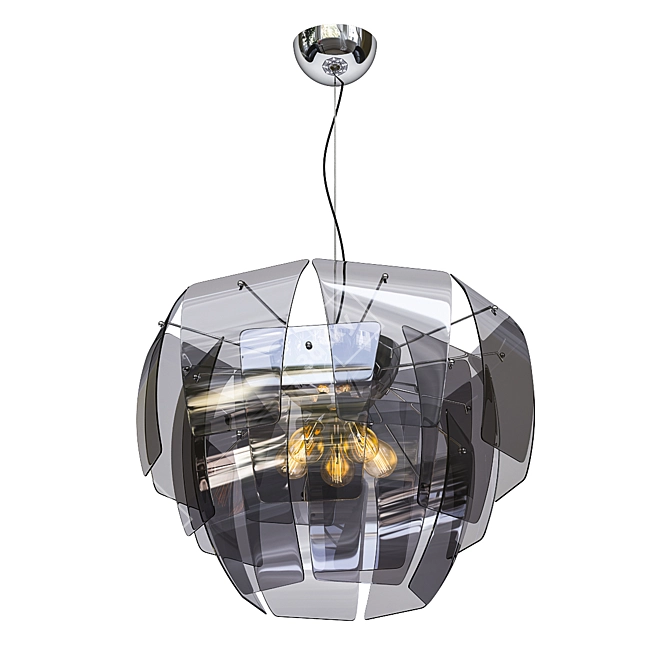 5-Light E27 Suspended Ceiling Chandelier. Graphite Glass Design. 3D model image 1