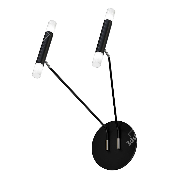 Sleek Black Wall Sconce with Dual Cylinder Shades 3D model image 1