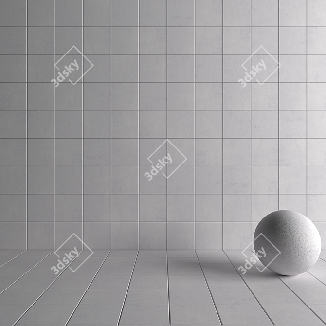 Ares White Concrete Wall Tiles 3D model image 4