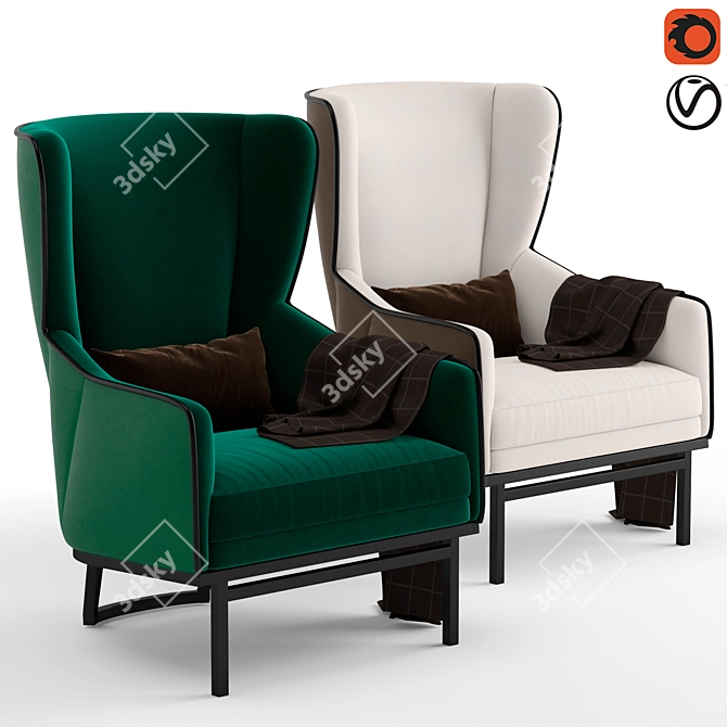 CPRN Homood Bergere Chair: Classic Elegance 3D model image 1