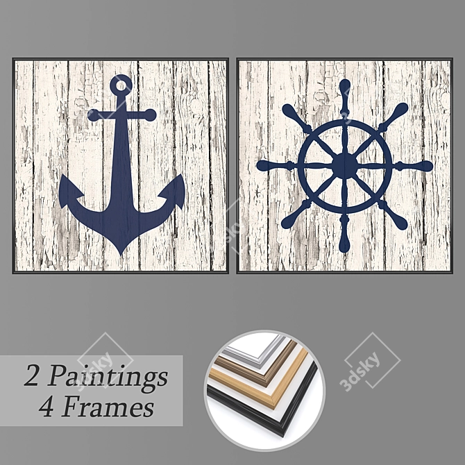 Modern Wall Art Set with Multiple Frames 3D model image 1
