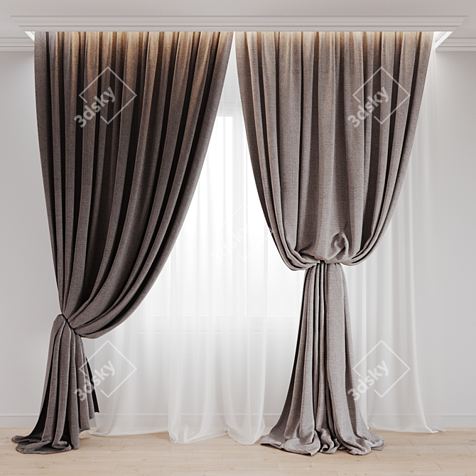 Versatile Curtain Set - 2 Color Options 3D model image 1