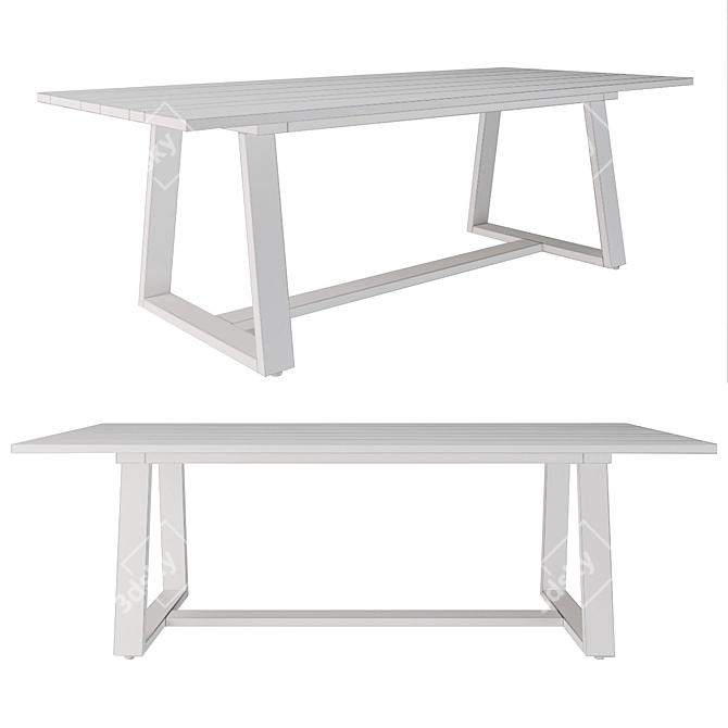Natural Teak Wood Dining Table 3D model image 2