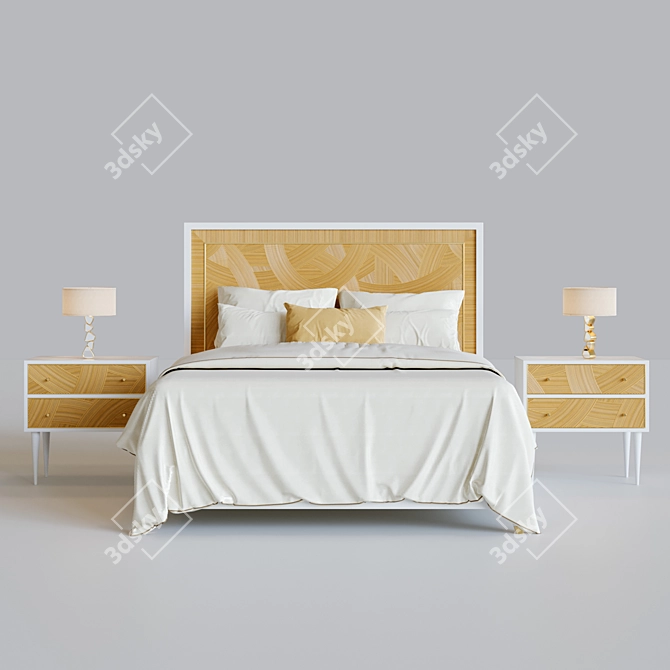 Riviera Bed in Classic White 3D model image 2