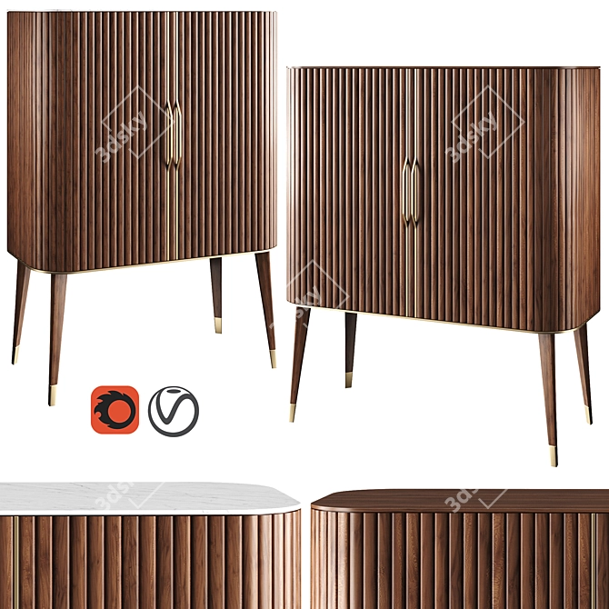 Modern Eden-Rock Bar Unit & Cabinet 3D model image 1