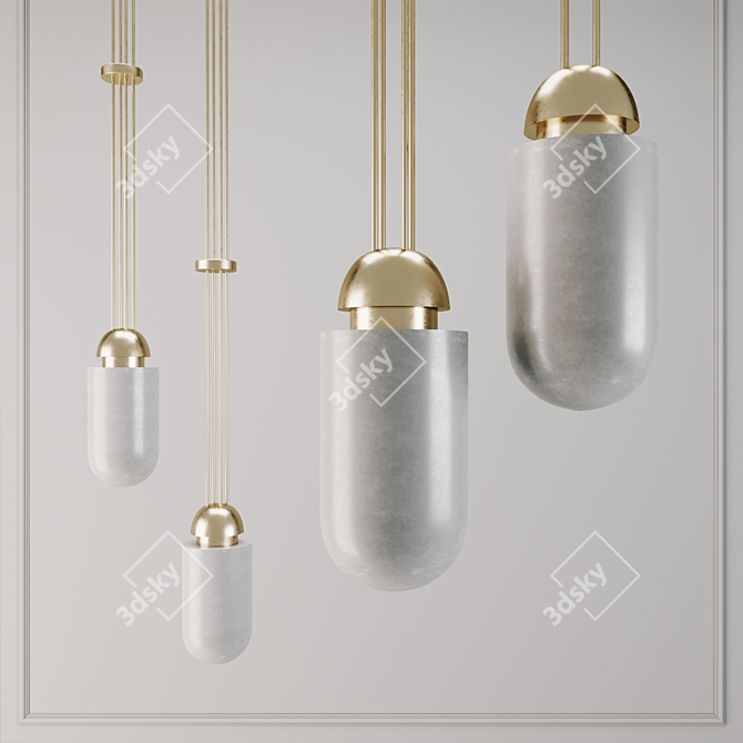 Elegant Alabaster Pendant Lamp 3D model image 1