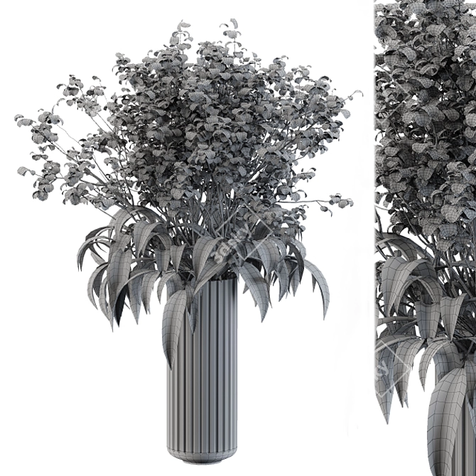 Delicate White Floral Bouquet 3D model image 4