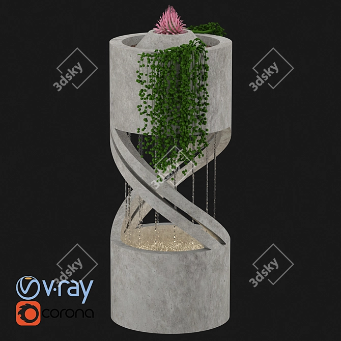 Modern Geometric Interior Fountain 3D model image 1